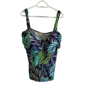 Jantzen Classics Tropical Tankini Top Size 22W Beach Resort Style Swimwear